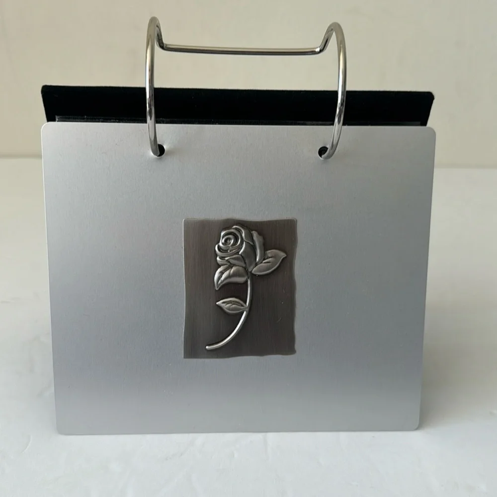 Photo Frame Album on Stand w Metallic Frame w Rose